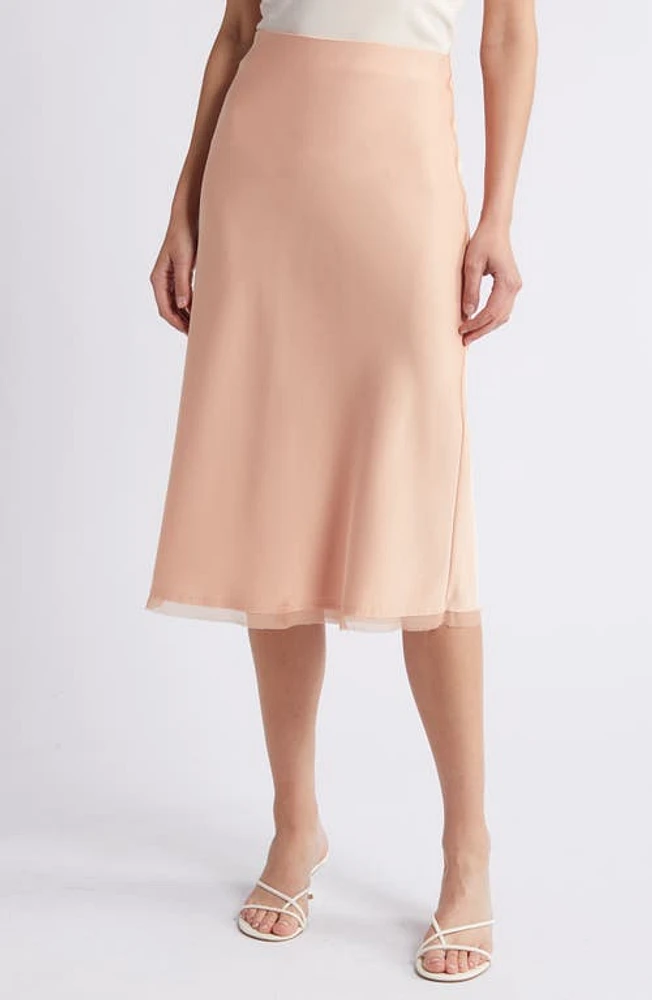 RUE SOPHIE Kat Satin Midi Skirt Cantaloupe at Nordstrom,