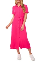 CeCe Tie Belt Button-Up Twill Midi Dress at Nordstrom,