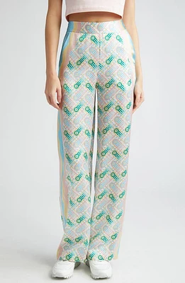 Casablanca Ping Pong Monogram Silk Straight Leg Pants Print at Nordstrom, Us