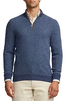 Ralph Lauren Purple Label Bird's Eye Cashmere Quarter Zip Sweater Supply Blue Multi at Nordstrom,