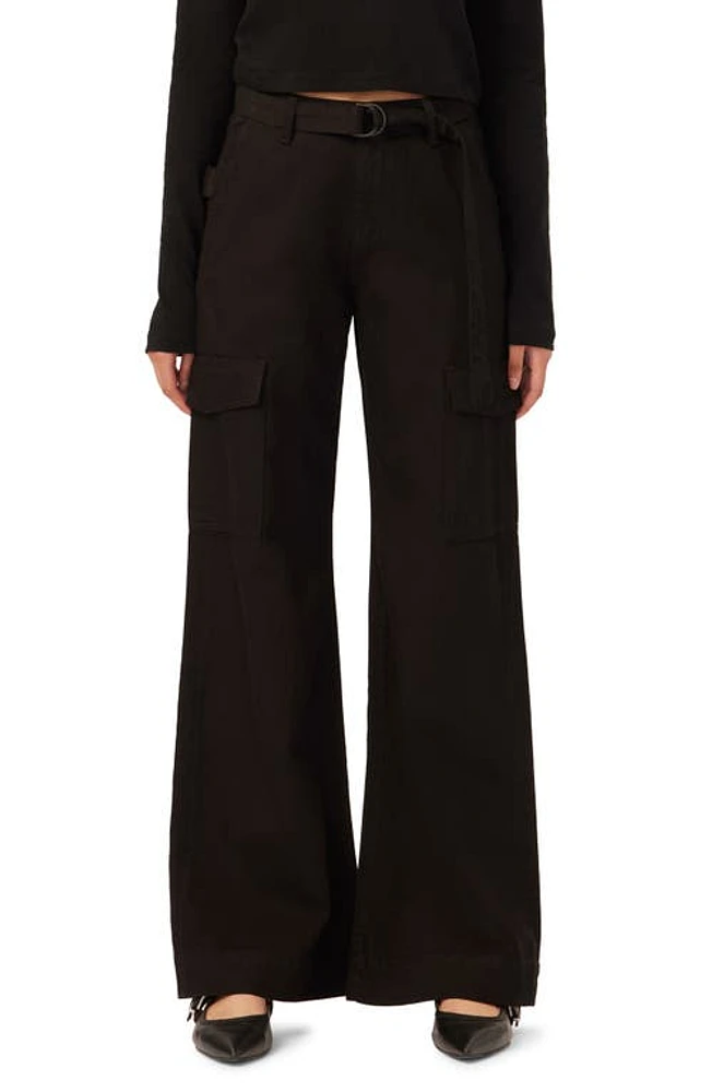 DL1961 Zoie Belted Wide Leg Cargo Jeans Black Vintage at Nordstrom,