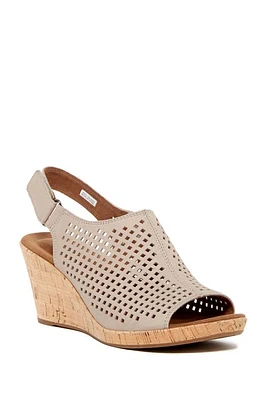 Rockport Briah Perforated Wedge Sandal - Wide Width Available Tan at Nordstrom,