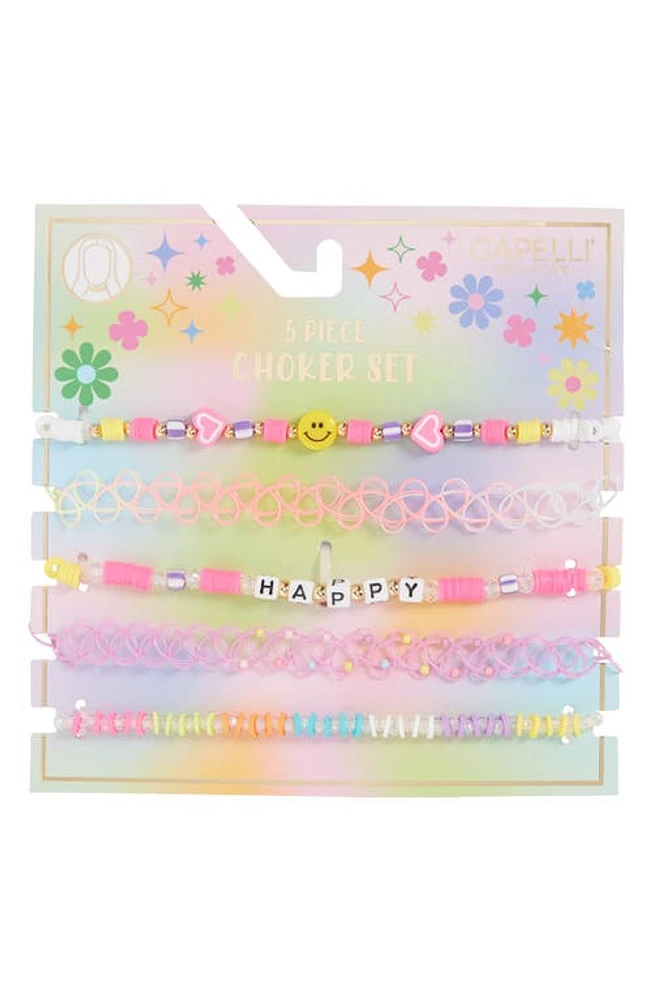 Capelli New York Kids' Assorted 5-Pack Choker Set in Pink Multi at Nordstrom