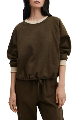 MANGO Contrast Trim Sweatshirt in Khaki at Nordstrom, Size Small