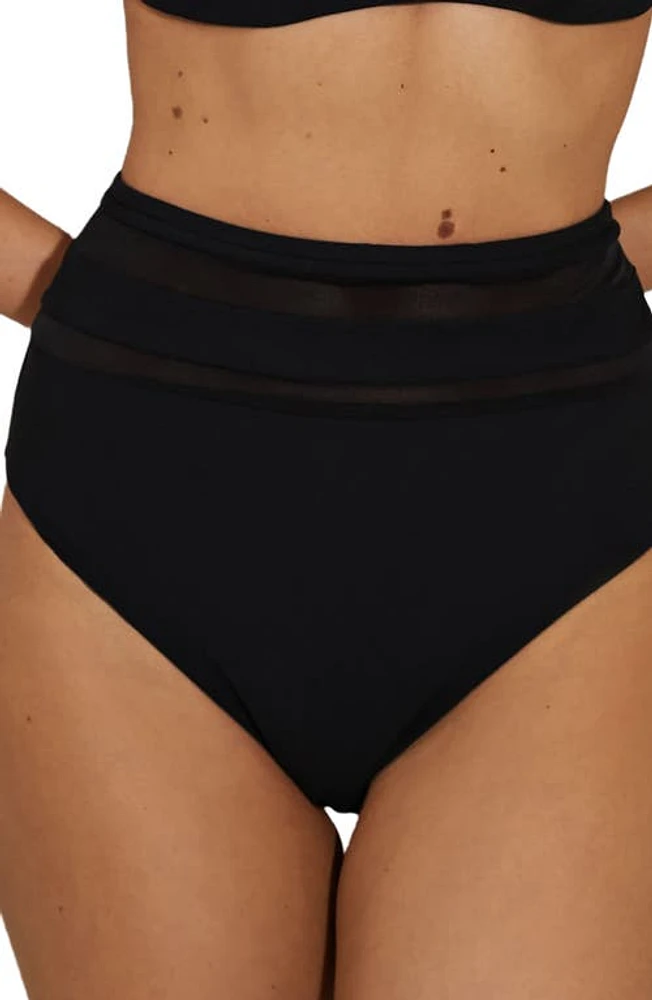 Reiss Jemma Sheer Panel Bikini Bottoms in Black at Nordstrom, Size 2