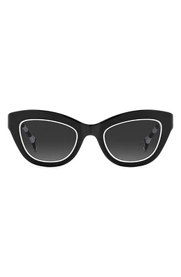 Carolina Herrera 51mm Gradient Cat Eye Sunglasses in Black White /Grey Shaded at Nordstrom