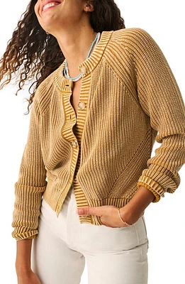 Faherty Sunwashed Organic Cotton Fisherman Cardigan in Golden Brown at Nordstrom, Size X-Small