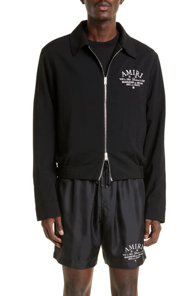 AMIRI Arts District Wool Blend Blouson Jacket Black at Nordstrom, Us