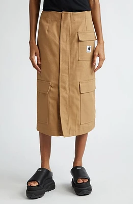 Sacai Carhartt WIP Cotton Canvas Cargo Skirt Beige at Nordstrom,