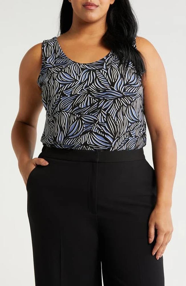 Anne Klein Reversible Print Tank in Blue Jay/Anne Black Multi at Nordstrom, Size 2X