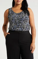 Anne Klein Reversible Print Tank in Blue Jay/Anne Black Multi at Nordstrom, Size 2X