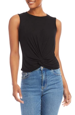 FIFTEEN TWENTY Twist Front Rib Crop Tank Black at Nordstrom,