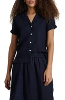 Alex Mill Linen Camp Shirt in Dark Navy at Nordstrom, Size Small