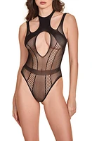 Hauty Cutout Mesh Teddy in Black at Nordstrom