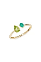 Bony Levy Teardrop Green Agate & Peridot 14K Gold Cuff Ring in 14K Yellow Gold at Nordstrom, Size 6.5