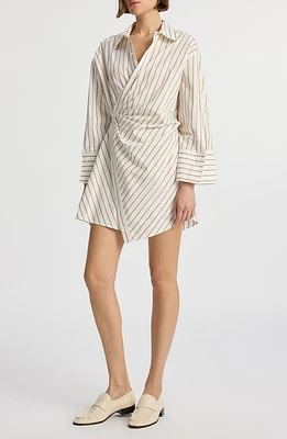 A. L.C. Madison Stripe Long Sleeve Cotton Shirtdress Bone/Lark at Nordstrom,