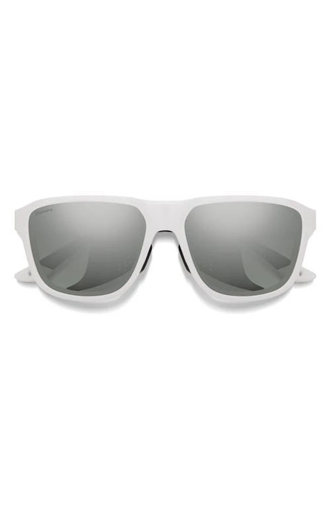 Smith Embark 58mm ChromaPop Polarized Square Sunglasses in White /Platinum Mirror at Nordstrom