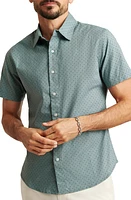 Bonobos Riviera Slim Fit Dot Stretch Short Sleeve Button-Up Shirt in Salt-Pond Dot at Nordstrom, Size Xx-Large