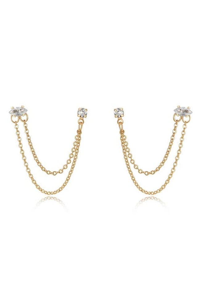 Ettika Double Piercing Chain Drop Earrings in Gold at Nordstrom