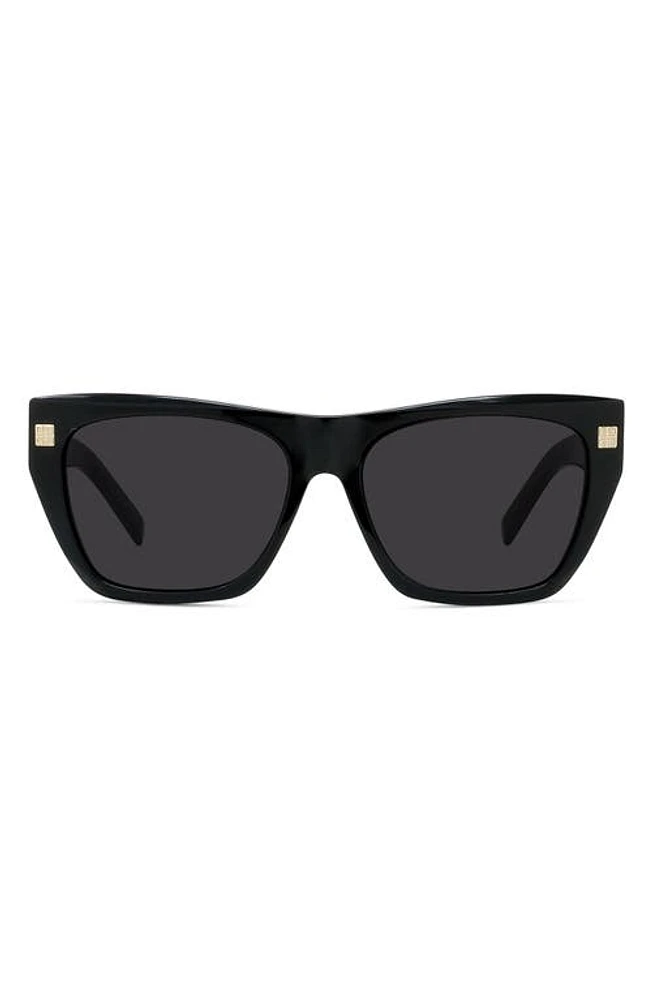 Givenchy GVDAY 55mm Square Sunglasses in Shiny Black /Smoke at Nordstrom