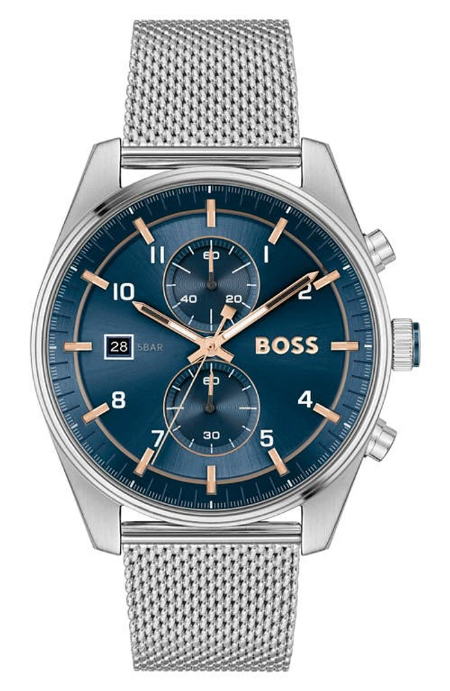 BOSS Skytraveller Chronograph Mesh Strap Watch