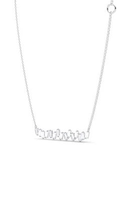 HauteCarat Baguette Lab Created Diamond Bar Pendant Necklace in 18K Gold at Nordstrom