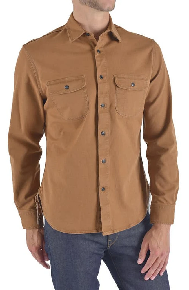 HIROSHI KATO The Brace Button-Up Shirt Whiskey at Nordstrom,