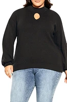 City Chic Evelyn Keyhole Mock Neck Sweater at