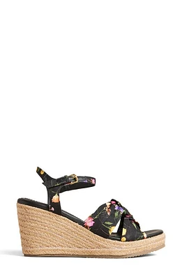 Ted Baker London Cardone Floral Print Espadrille Platform Wedge Sandal in Black at Nordstrom, Size 9