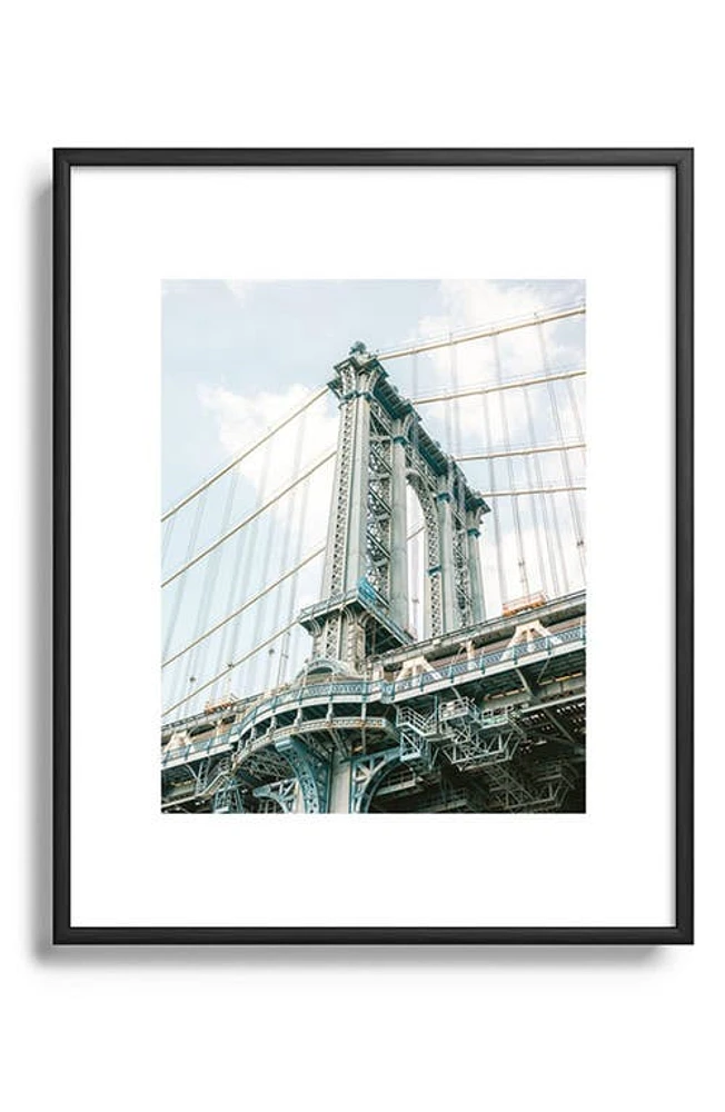 Deny Designs Manhattan Bridge New York City Framed Art Print in Black Tones at Nordstrom