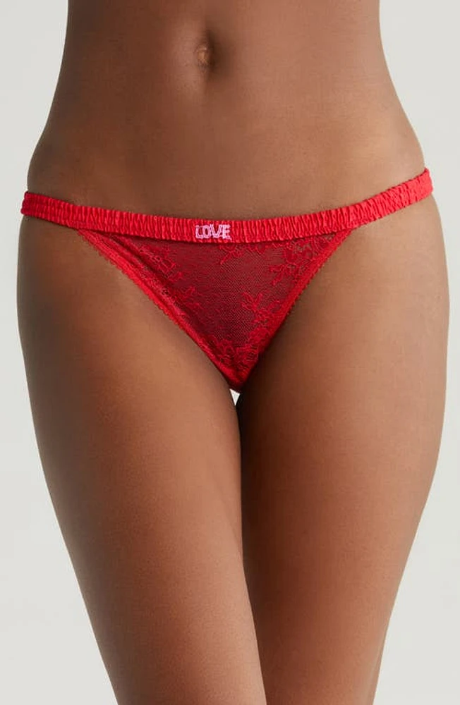 Love Stories Wild Lace Bikini Briefs Red at Nordstrom,