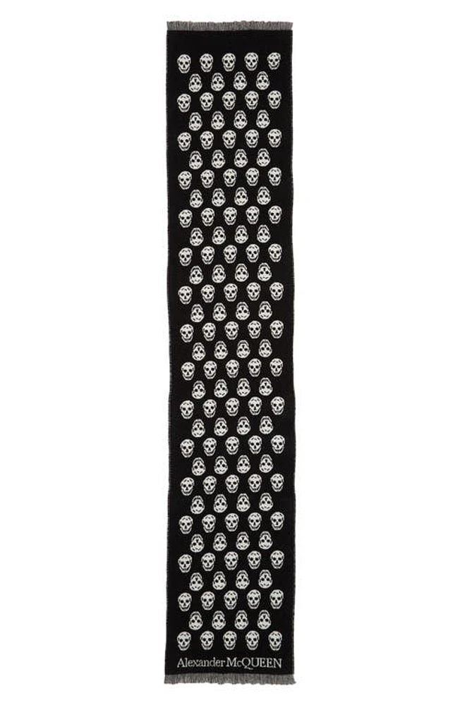 Alexander McQueen Skull Wool Scarf in Black/Ivory at Nordstrom