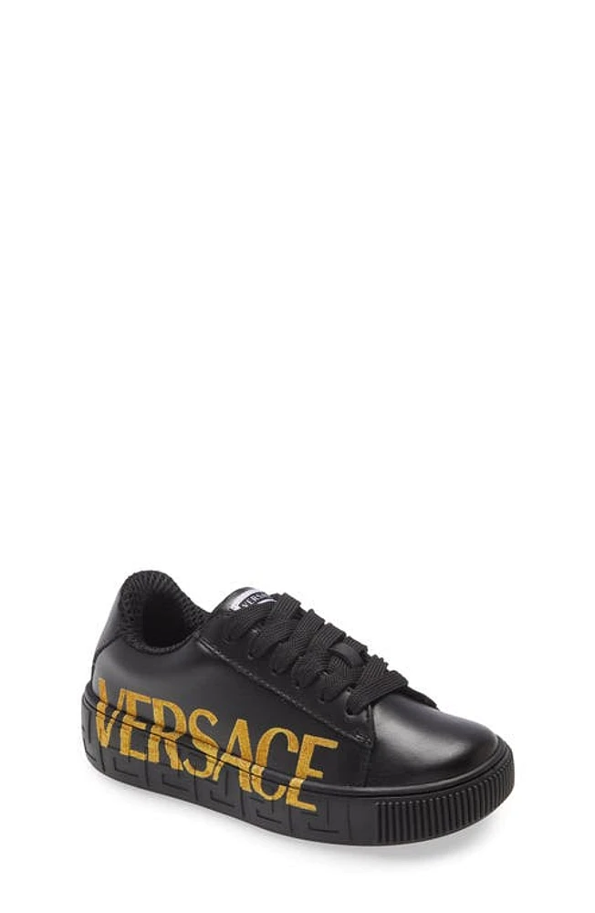 Versace Kids' Greca Logo Low Top Sneaker Black at Nordstrom,