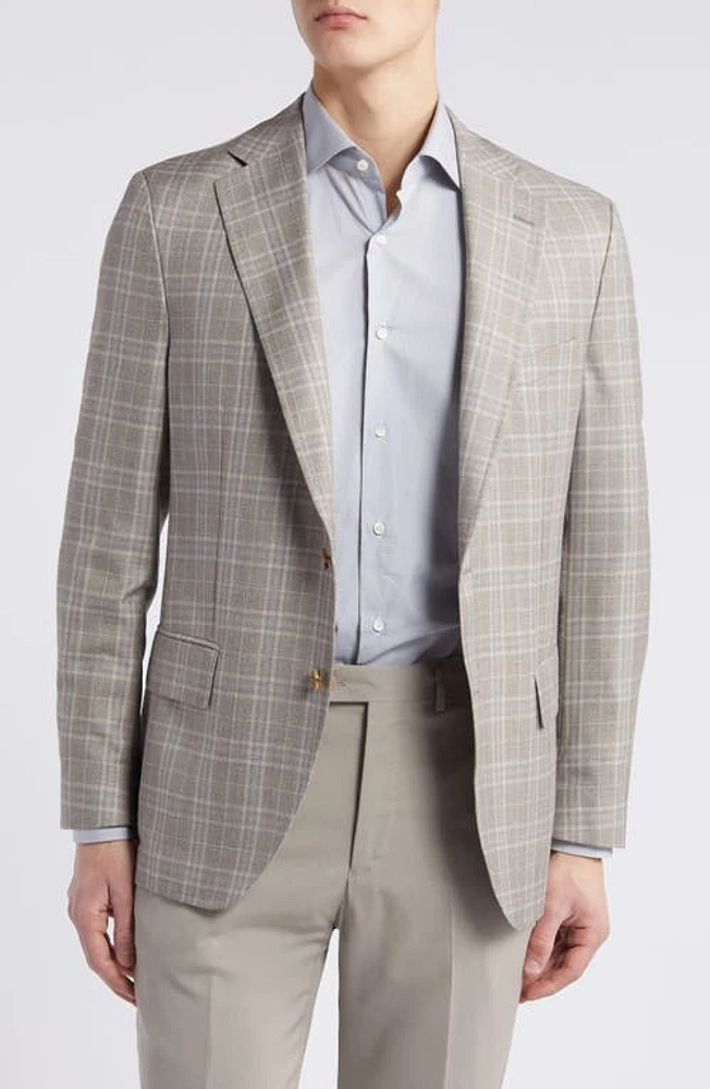 Peter Millar Plaid Wool, Silk & Linen Sport Coat Tan at Nordstrom,