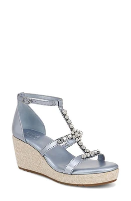 Naturalizer Serena Ankle Strap Espadrille Platform Wedge Sandal in Light Blue Metallic Leather at Nordstrom, Size 8.5