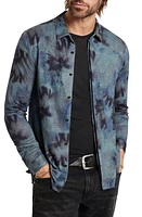 John Varvatos Camellia Tie Dye Slub Knit Linen Button-Up Shirt at Nordstrom,