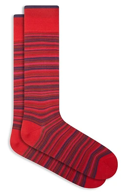 Bugatchi Stripe Mercerized Cotton Blend Socks in Ruby at Nordstrom