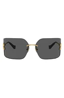 Miu Miu 80mm Oversize Irregular Sunglasses in Gold/Grey at Nordstrom