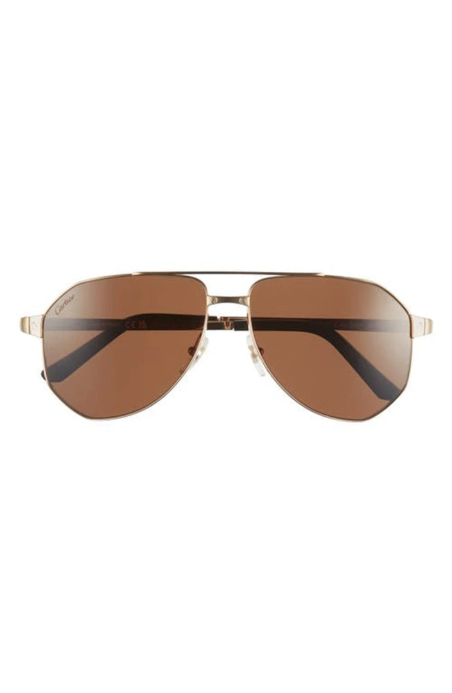 Cartier 60mm Polarized Pilot Sunglasses in Gold at Nordstrom