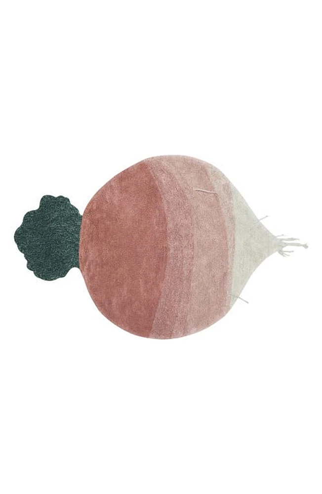 Lorena Canals Kids' Ramona The Radish Washable Cotton Rug in Natural Green Ash Rose at Nordstrom