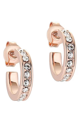 Ted Baker London Seenita Nano Huggie Hoop Earrings in Rose Gold Tone Clear Crystal at Nordstrom