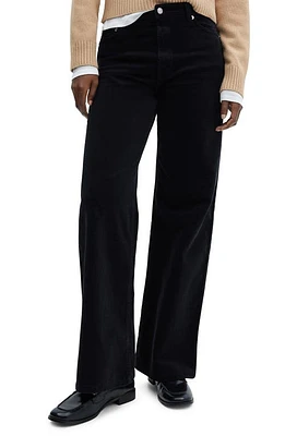 MANGO Wide Leg Corduroy Pants Charcoal at Nordstrom,