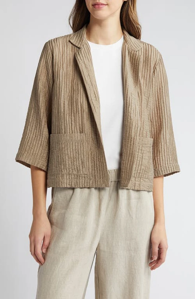 Eileen Fisher Pleated Stand Collar Jacket Briar at Nordstrom,