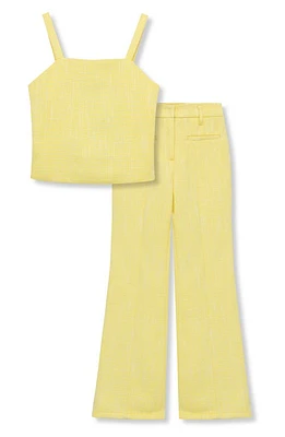 Truce Kids' Novelty Tweed Tank Top & Flare Pants Set Yellow at Nordstrom,