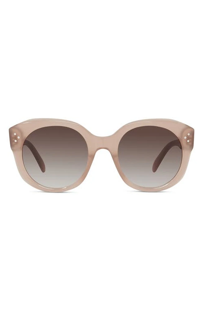 CELINE 53mm Round Sunglasses in Shiny Lt Brown /Grdnt Brown at Nordstrom