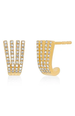 EF Collection Diamond Reverse Multi Huggie Hoop Earrings in Yellow Gold at Nordstrom