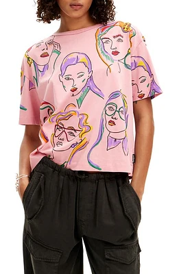 Desigual Faces Graphic T-Shirt Pink Multi at Nordstrom,