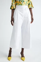 Carolina Herrera High Waist Crop Wide Leg Trousers White at Nordstrom,