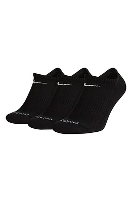 Nike Dry 3-Pack Everyday Plus No Show Socks in Black/White at Nordstrom, Size Large