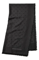 Tory Burch T-Monogram Jacquard Wool & Silk Square Scarf in Black at Nordstrom